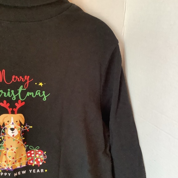 Time And Tru Merry Christmas Dog Long Sleeve Top Black Size Large - Picture 7 of 11
